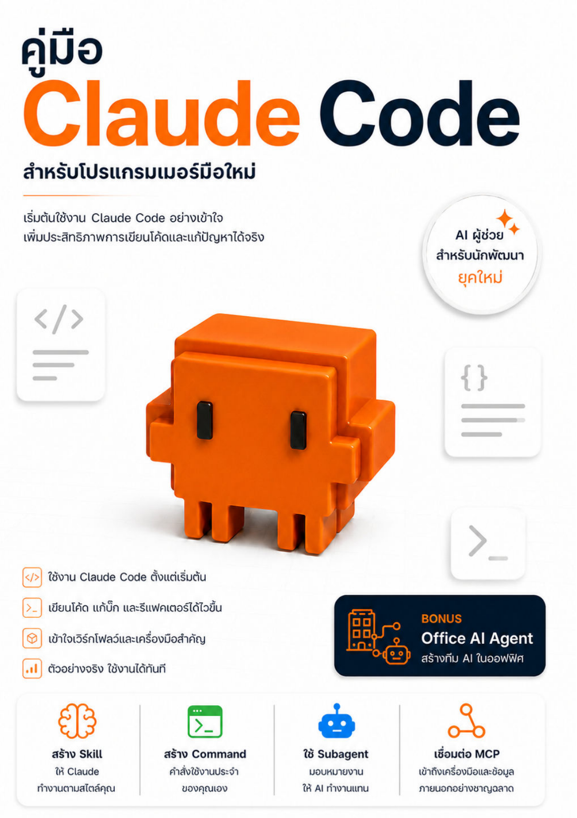 ปกหนังสือ คู่มือ Claude Code สำหรับโปรแกรมเมอร์มือใหม่